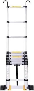Telescopic Extendable Ladder 5M | 16ft Telescopic Aluminium Extension Ladder with Hook, Portable Extendable DIY Folding Straight Ladder for Home Loft Office Engineering Household I