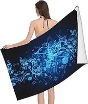 JBYJBX Blue Musical Notes Print Beach Towel Quick Dry Sandproof Microfiber Beach Bath Towel for Travel Pool Camping