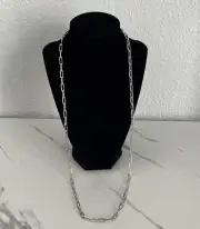 CHICO'S Silver Tone Open Paperclip Link Fashion Adjustable Necklace A