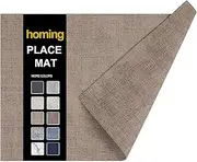 homing Faux Leather Heat Resistant Placemats Set of 6 – Waterproof Wipeable Dining PU Place Mats for Indoor & Outdoor, Easy to Clean - Camel