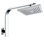 WELS 200mm ABS Square Rain Shower Head & Brass Gooseneck Wall Arm Set WATERMARK