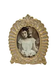 Vintage Alfred's Inc Picture Frame 3.5 x 5 Faux Carved Wood Gold Tone Ornate