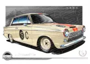 Bathurst Legends 1964 CORTINA BOB JANE / GEORGE REYNOLDS A1 STRETCHED CANVAS (B0