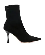 Gianvito Rossi Dunn Pointed-Toe Ankle Boots 41 Black