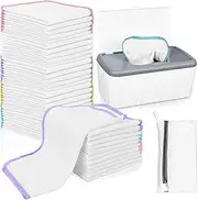 VAIPI 100 Pack Flannel Cloth Baby Wipes with Dispenser Reusable Baby Wipes Washable Natural Soft and Skin-Friendly Cloth Wipes Reusable Tissues Hand Washcloth for Cloth Diapers 8x8 Inch