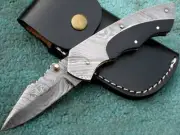 Hand Made Folding Knife , Superb Custom Made Damascus Steel Pocket Knife