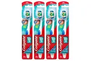 4PK Colgate 360 Clean Soft Bristles Toothbrush w Cheek Tongue Cleaner Assorted