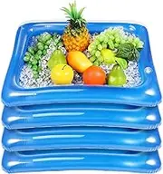YARNOW Inflatable Cooler, 4PCS Inflatable Ice Serving Bar Coolers for Parties, Salad Picnic Ice Food Drinks Buffet Server Tray for Indoor Outdoor Party (Transparent)