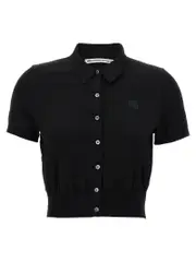 [T By Alexander Wang] T By Alexander Wang-Logo Patch Shirt Polo Nero-Donna M