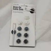 Live, Love, Music Stick-On Cable Dots Mini Cord Manager Black White 9-pc NEW NIP