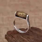 Vintage Rotating Bead Buddhist Scriptures Ring Men Jewelry Fashion Male