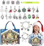 Christmas Calendar Advent | 24 Days Jewelry Making Kit Christmas Countdown Calendar - Countdown To Christmas Calendar Ornament with 22 Charm Beads 2 Bracelets