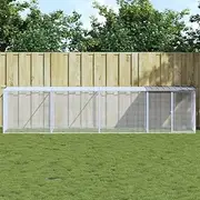 Chicken Cage with Roof Light Grey 403x98x90 cm Galvanised Steel Outdoor Coop