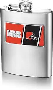 NFL Cleveland Browns 8-Ounce Matte Finished Stainless Steel Hip Flask with Rectangular Team Emblem and Funnel