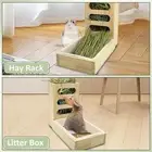 Rabbit Hay Feeder with Litter Box Cage Bunny Hay Manger for Dwarf Guinea Pig