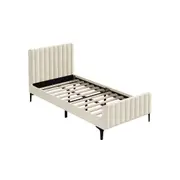 Oikiture Bed Frame King Single Beds Platform Velvet Fabric ROYO