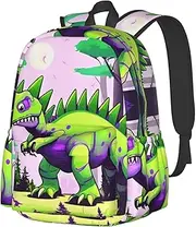[vacsAX] Green dinosaur School Backpack Rucksack Large Capacity Back Pack with Front Pocket Lightweight School Bags