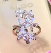ALDO Crystal Flower Cluster Delicate Ring Rose Gold Size M( 7-8)