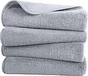 [Polyte] Quick Dry Lint Free Microfibre Hand Towel, 40 x 76 cm, Set of 4 (Gray)