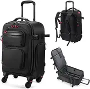 [star cloud] Rolling Backpack with Wheels - Water-Resistant, Airline Approved Travel Luggage, Ideal Carry-On Suitcase, Black, Carry on - 20inch, Travel Business College Casual