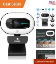 StreamCam with Software, 1080P Webcam with Ring Light and Privacy Cover, Auto...