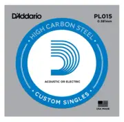 D'Addario PL015 Plain Steel Single Guitar String .015 Electric or Acoustic