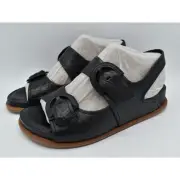 Sofft Womens Size 7.5 Adalia Croc Embossed Black Suede Leather Sandals Shoes