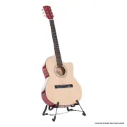 Karrera 40 Inch Acoustic Cutaway Guitar 6 Strings Natural Wood Bag Picks Strap