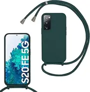 xinyunew Mobile Phone Chain for Samsung Galaxy S20 FE 5G Case with Strap, Mobile Phone Case with Cord for Hanging, Soft TPU Silicone Case with Strap [Removable] Necklace Case for Samsung Galaxy S20 FE