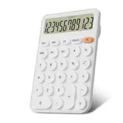 Cute Calculators Desktop Size 16 x 11cm, Battery 12 Digit Desk Calculator Extra Large LCD Display, White