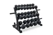 10-30kg Rubber Hex Dumbbells + 3 Tier Multi-Storage Rack