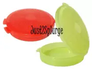 Tupperware Set 2 Pill Keepers Mini Round Hinged Clamshell Pocket Containers