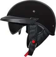 Motorcycle Half Helmet with Retractable Inner Sun Shade Quick Release Buckle ECE Approved Half Face Cycling Helmets for Men Women Adult