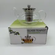 Glass Teapot ,72 oz/800ml Removable Infuser. Stainless Steel Mesh Strainer.