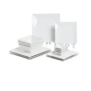 16-Piece Classic Square Dinnerware Set for 4-Square Dinner Plates, Dessert Pl...