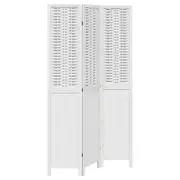 vidaXL Room Divider Privacy Screen Partition 3 Panels White Paulownia
