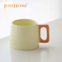 在飛比找momo購物網優惠-【Just Home】雙色木紋陶瓷馬克杯400ml 黃色(杯
