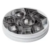 Plain Edge Geometric Shapes Cutters in Graduated Sizes Stainless Steel 24 Pc Set