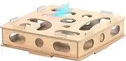 Wooden Cat Toy,Puzzle Cat Scratcher Interactive Toy Box | Mental Maze Pet Accessories Hunting Catch Mice Game for Kitten & Fun