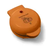 Nostalgia My Mini Personal Electric Pumpkin Waffle Maker, Naranja