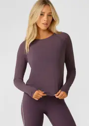 [Lorna Jane] On The Run Long Sleeve Top in Purple, Size - 2XS 2XS Midnight Plum