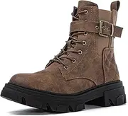 [GLOBALWIN] Women's Combat Boots Lace Up Boots For Women Ankle Booties For Women Low Heel