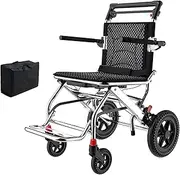 Wheelchairs-Lightweight Folding Wheelchair-with Hand Brakeseat Belt Transport Travelling Wheelchair-Support 220Lbs, Aluminum Wheelchair for Adults and Seniors Trolleys