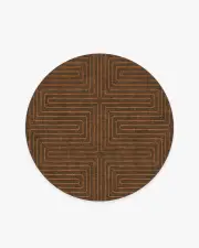 185' Round | Machine Washable Runner Rug | Kid & Pet Friendly | Indoor Rug | Jonathan Adler Labyrinth Brown & Orange Rug | Ruggable