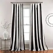Lush Decor Wilbur Stripe Room Darkening Window Curtain Panel Pair, Black, 84 inch x 52 inch, Set of 2