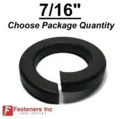 7/16" Plain Black Steel Low Carbon Standard Split Lock Washers (Pick Quantity)