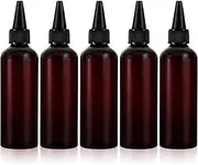 Wanmu 5Pcs Hair Color Applicator Bottles, Refillable Squeeze Bottle, Amber Empty Plastic Twist Top Cap Bottles, Empty Hair Oil Applicator for Liquid Hair Oil Shampoo Lotion