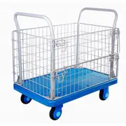 TCS 300kg Industrial Cage Platform Trolley w/ Silent Rubber Wheels
