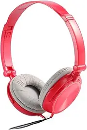 Angoily Ear Headphones Microphone Red Lightweight Foldable Headset Volume Control for Smartphones Laptop Tablet Random