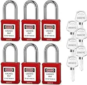 Lockout Tagout Locks, 6 Pack Keyed Alike, 6 Same Keys Per Lock, Industrial Lockout Tagout Kit (BD-GT01KA-6pcs-6keys)